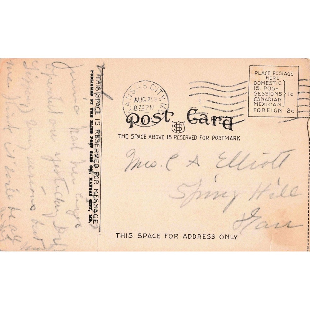 Independence Blvd M. E. Church Kansas City MO Vintage Postcard 1910 Elite Co - Picture 2 of 2